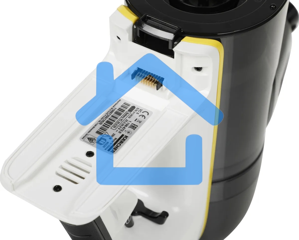 Пылесос вертикальный/ручной Karcher VC 6 Cordless ourFamily Car черный/белый, питание от аккумулятора, 250 Вт, уборка сухая, пылесборник 0.8 л, работа от АКБ max 50 мин