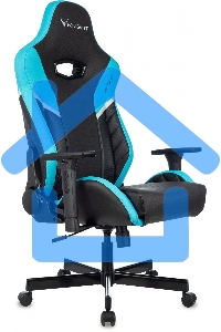 Кресло игровое Knight Thunder 5X черный/голубой эко.кожа крестов. металл