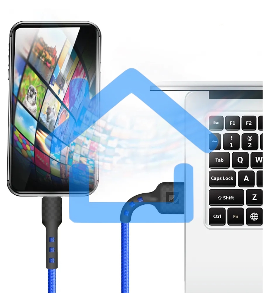 Кабель Defender F181, USB 2.0 (AM) - Apple Lightning (M), 1метр, 2.4А, нейлоновая оплетка, синий.