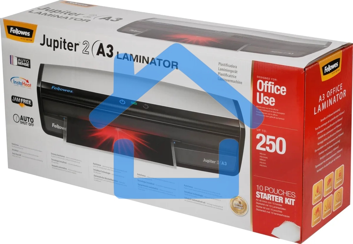 Ламинатор Fellowes Jupiter A3 FS-57484 75-250 мкм, до 140 см/мин, нагрев 60 сек, AutoSense, APTS, 6 валов