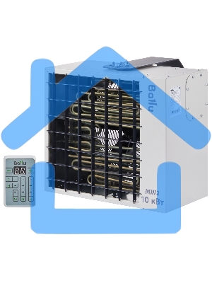 Тепловентилятор Ballu BHP-MW2-10, серый, 10 кВт, 100 м2, механический термостат, пульт д/у