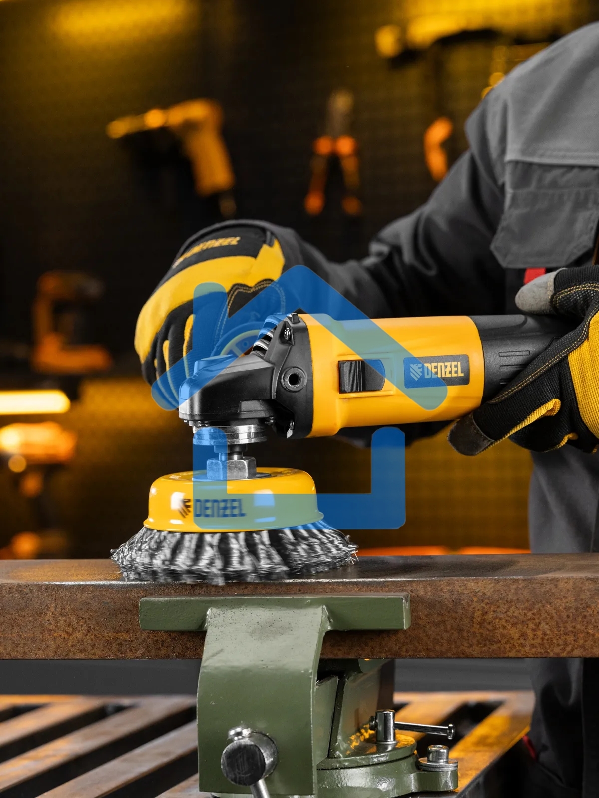 Щетка для УШМ Denzel 125 мм, Чашка, крученая нержавеющая проволока 0,5 мм, М14 746273