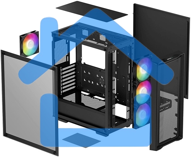 Компьютерный корпус Deepcool CC560 MESH V2 черный без БП ATX 8x120мм 5x140мм 1xUSB 2.0 audio bott PSU