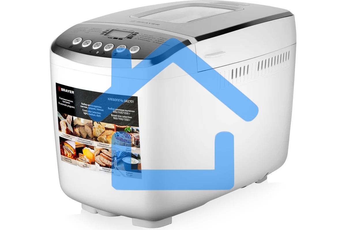 Хлебопечь BRAYER, 850 Вт, 16 программ, выбор цвета кор,выбор размера, поддерж. темпер, таймер 2701BR