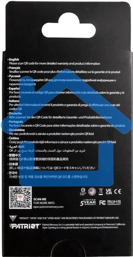 Накопитель SSD Patriot Viper PV553, 1Tb, PCIe 5.0 x4, M.2 2280, NVMe, R/W 11700/9500, активное охлаждение