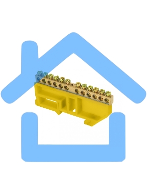 Шина нулевая N 6х9 12 отвер. латунь желт. изолятор на DIN-рейку розн. стикер PROxima EKF sn0-63-12-dz-r