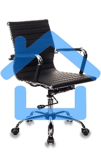 Кресло руководителя Бюрократ CH-883-LOW/BLACK черный, низкая спинка, искусственная кожа, крестовина хром