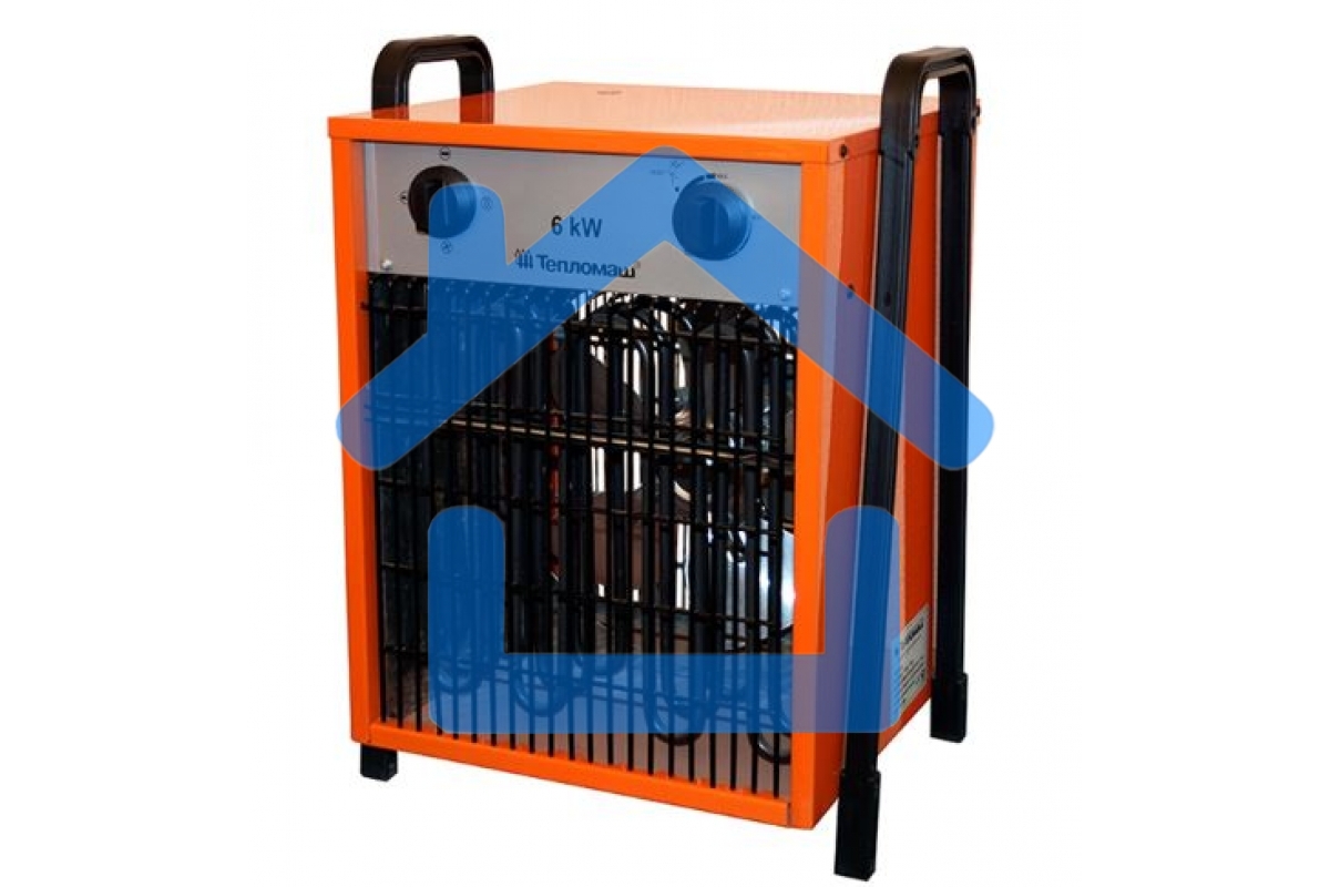 Тепловентилятор Тепломаш КЭВ-6С41Е, оранжевый/черный, 6000 Вт, 50 м2, термостат