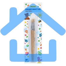 Набор кистей Silwerhof Веселые друзья (набор 3шт) щетина круглая №2,4,6, деревянная ручка