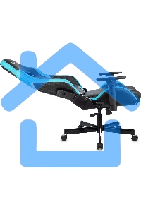 Кресло игровое Knight Thunder 5X черный/голубой эко.кожа крестов. металл