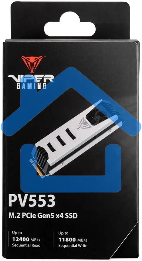 Накопитель SSD Patriot Viper PV553, 1Tb, PCIe 5.0 x4, M.2 2280, NVMe, R/W 11700/9500, активное охлаждение