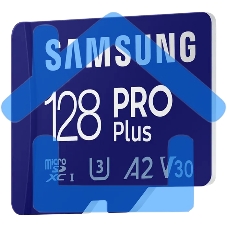 Флеш карта microSDXC 128GB Samsung PRO Plus Class 10, A2, V30, UHS-I (U3), W 130 МБ/с, R 180 МБ/с, <MB-MD128SA/KR> адаптер на SD