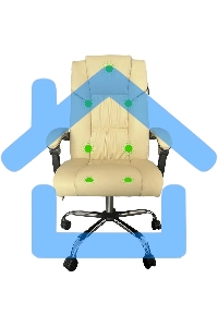 Кресло компьютерное с вибромассажем Cactus CS-CHR-OC04M-WT слоновая кость, эко.кожа, с подголовником