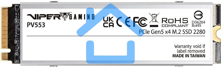 Накопитель SSD Patriot Viper PV553, 1Tb, PCIe 5.0 x4, M.2 2280, NVMe, R/W 11700/9500, активное охлаждение