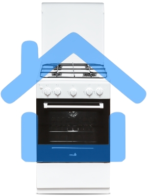 Плита газовая Cezaris ПГ 2150-02 белый, конфорок 4 шт, духовка 43 л, 51 см x 85 см x 55 см