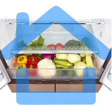 Холодильник Korting KNFM 81787 GM коричневый трехкамерный 303/153л морозилка сбоку, No Frost, Side by Side