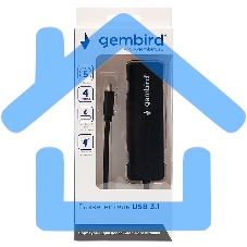 Концентратор USB 3.0 Gembird UHB-C424, 4 порта, кабель Type-C 19см, с доп питанием (Type-C)