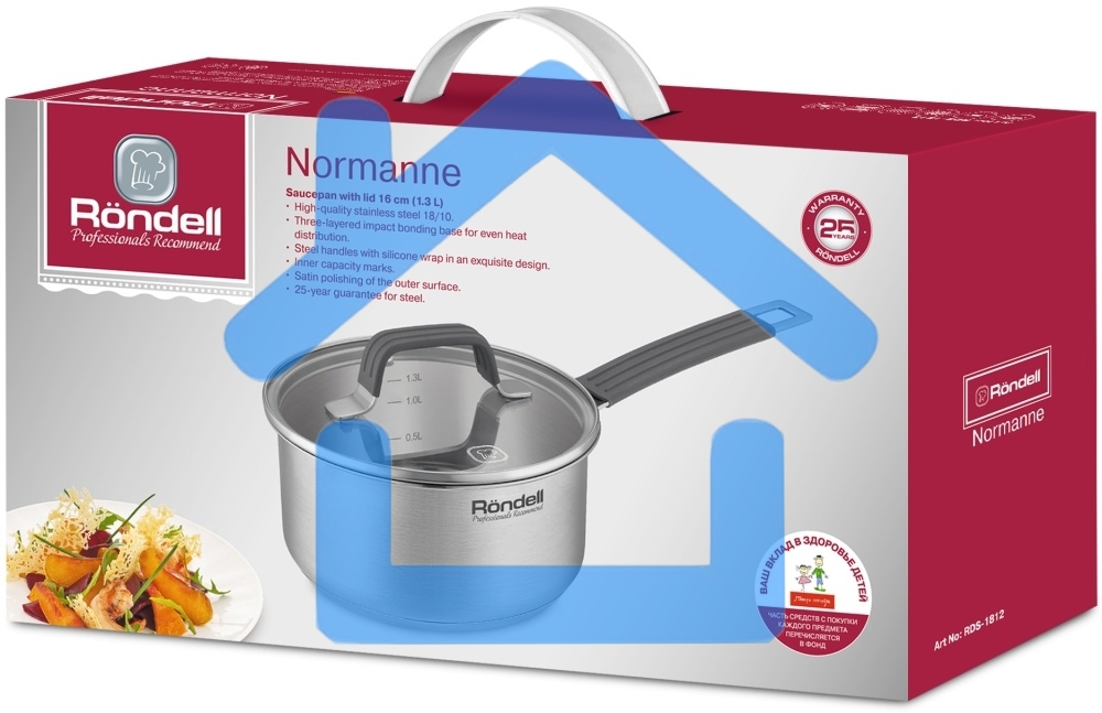 Ковш Rondell Normanne RDS-1812 1.3л. d=16см (с крышкой) стальной