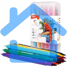 Фломастеры Deli EC151-12 Color Emotion 12 цветов, пластиковая коробка (12шт)