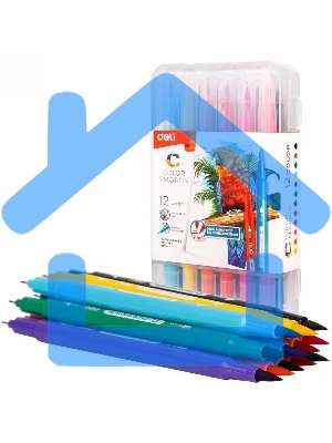 Фломастеры Deli EC151-12 Color Emotion 12 цветов, пластиковая коробка (12шт)