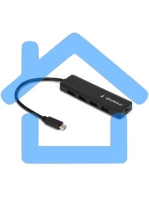 Концентратор USB 3.0 Gembird UHB-C424, 4 порта, кабель Type-C 19см, с доп питанием (Type-C)