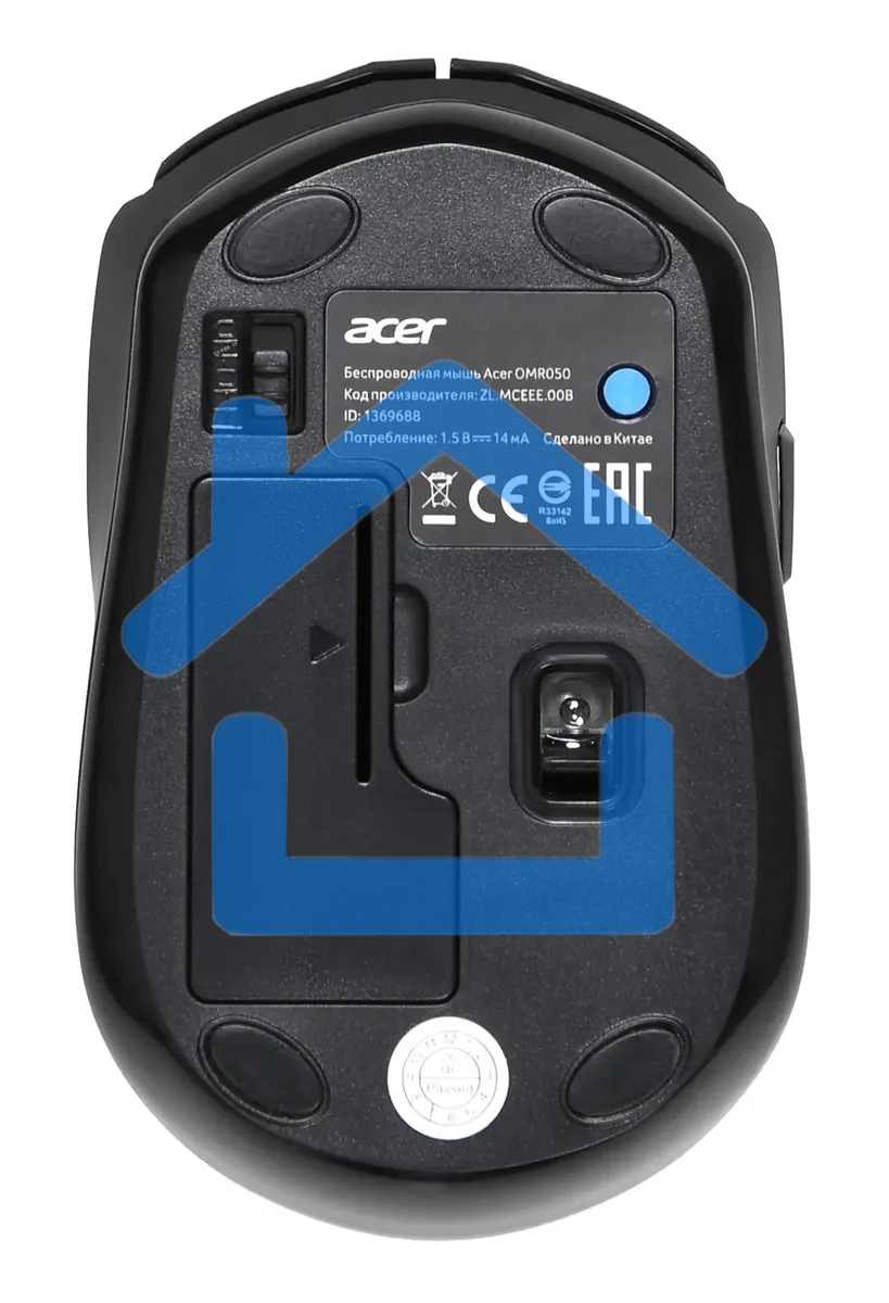 Мышь беспроводная Acer OMR050 черный, 1600 dpi, радиоканал, Bluetooth, USB, кнопки - 6