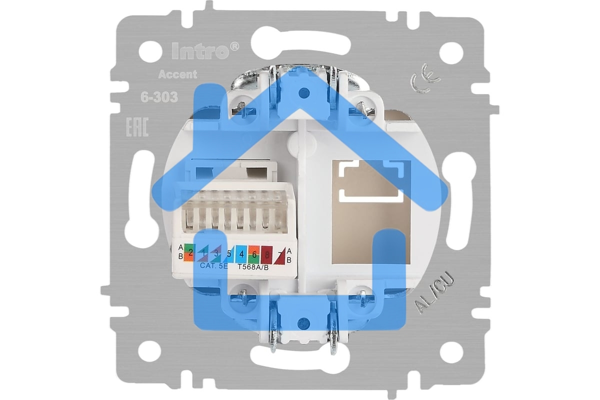 Розетка Intro Accent 6-303-05 информационная RJ45 IP20 СУ антрацит Б0063634