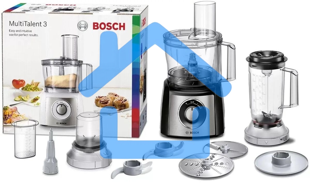 Кухонный комбайн Bosch MCM3501M 800 Вт, Скорости: 2, Блендер 1 л, Чаша 2.3 л, черный/серебристый