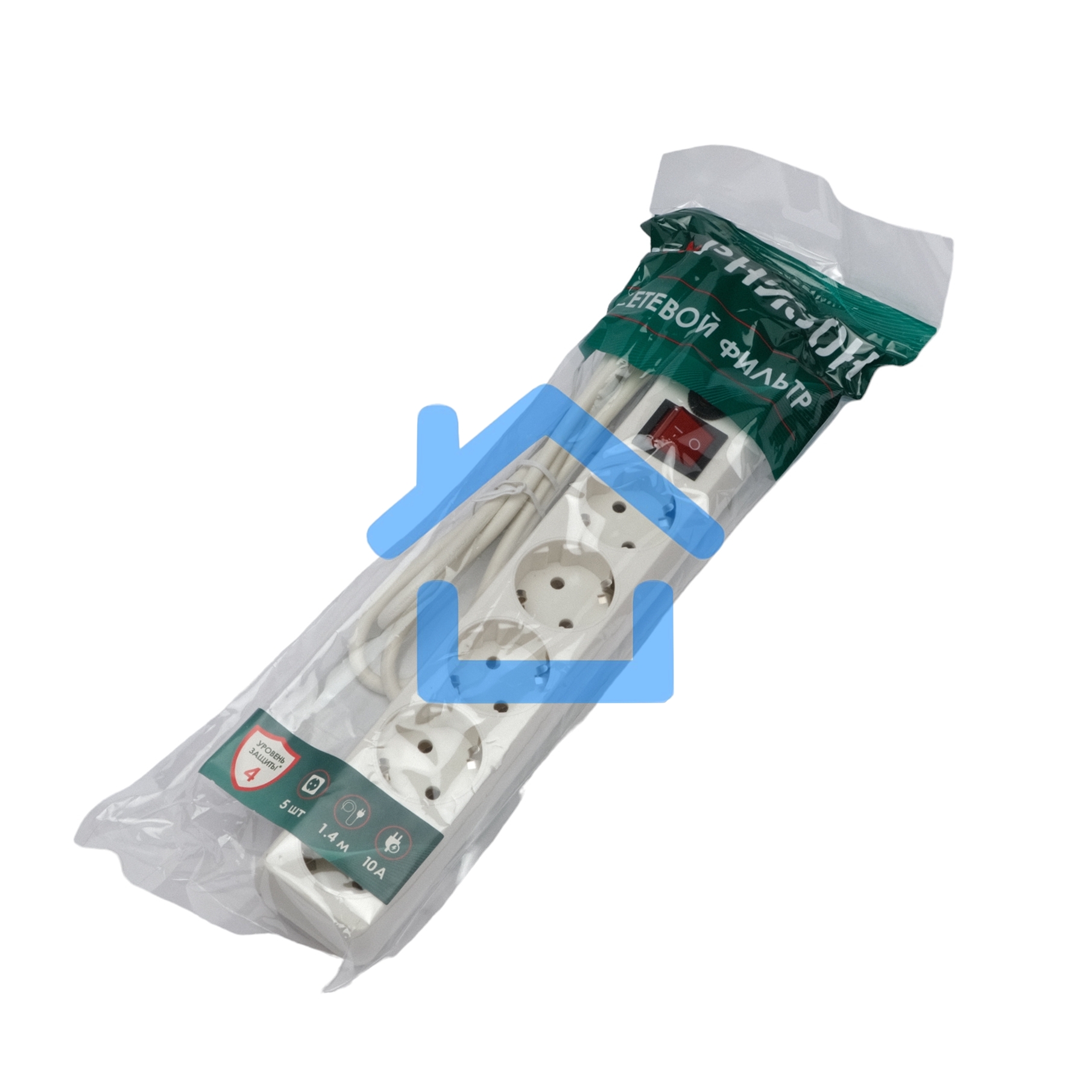 Сетевой фильтр Гарнизон ECL-5-W-1.4, 5р, 10А, 1.4м, ур.защиты 4, белый, пакет