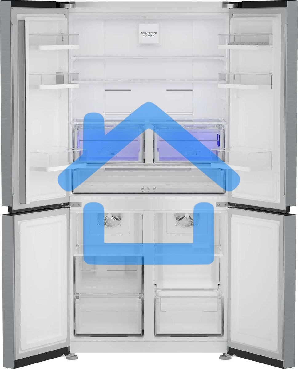 Холодильник Hotpoint HFP4 625I X нержавеющая сталь, трехкамерный, 376/165л, морозилка снизу, No Frost, Side by Side