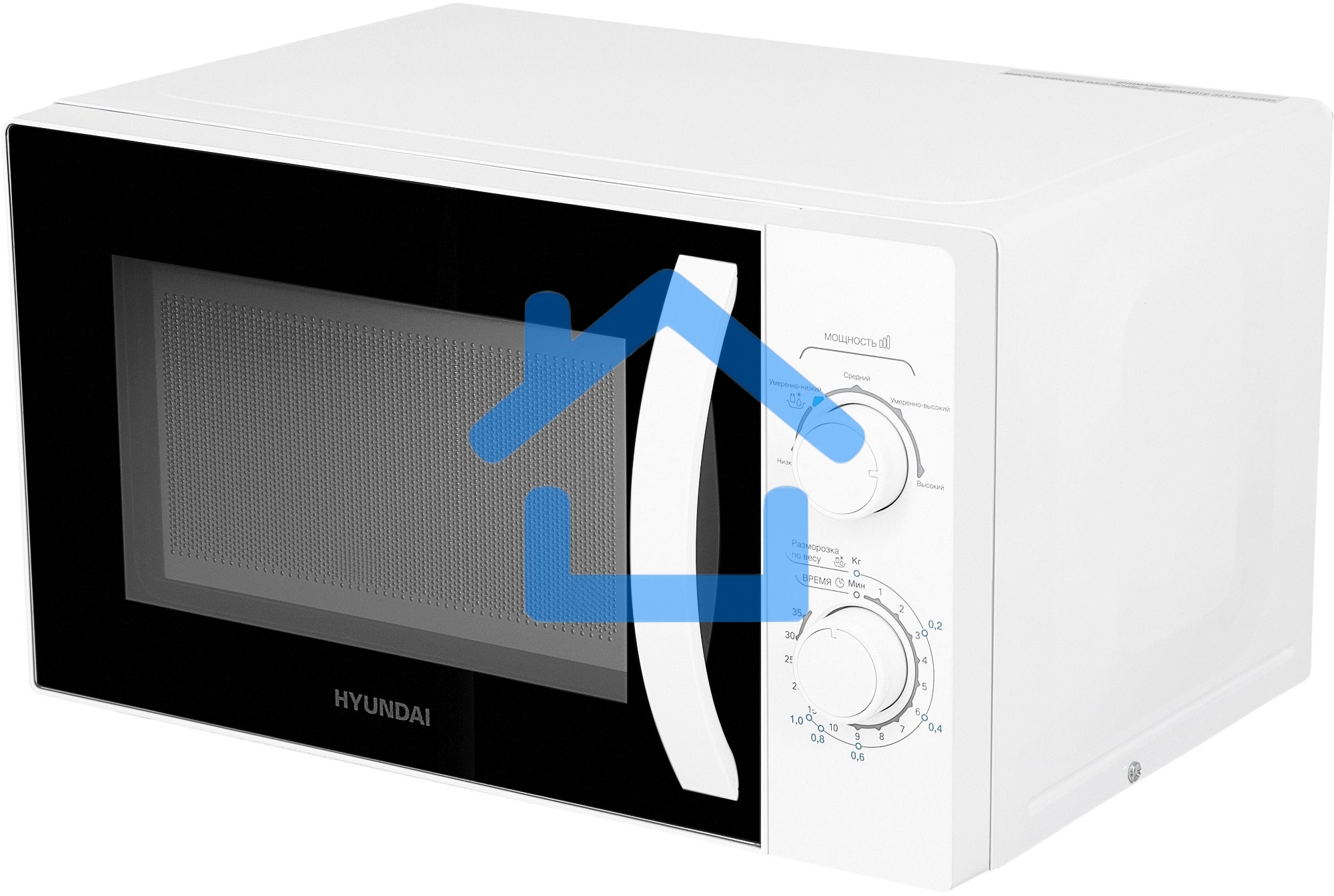 Микроволновая печь Hyundai HYM-M2067 белый, 20 л, 700 Вт, переключатели - поворотный механизм