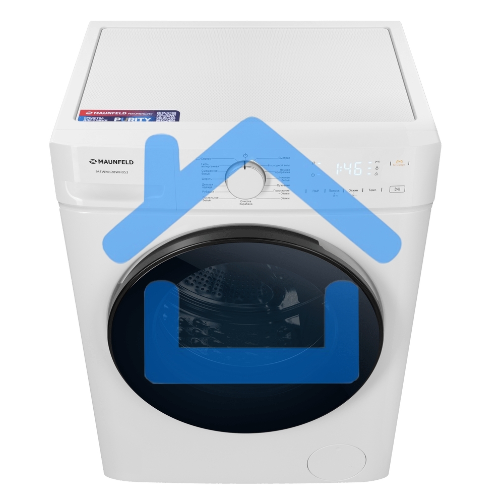 Стиральная машина Maunfeld MFWM128WH053 белая, загрузка фронтальная 7.5кг, 1200 об/мин., класс: A+++