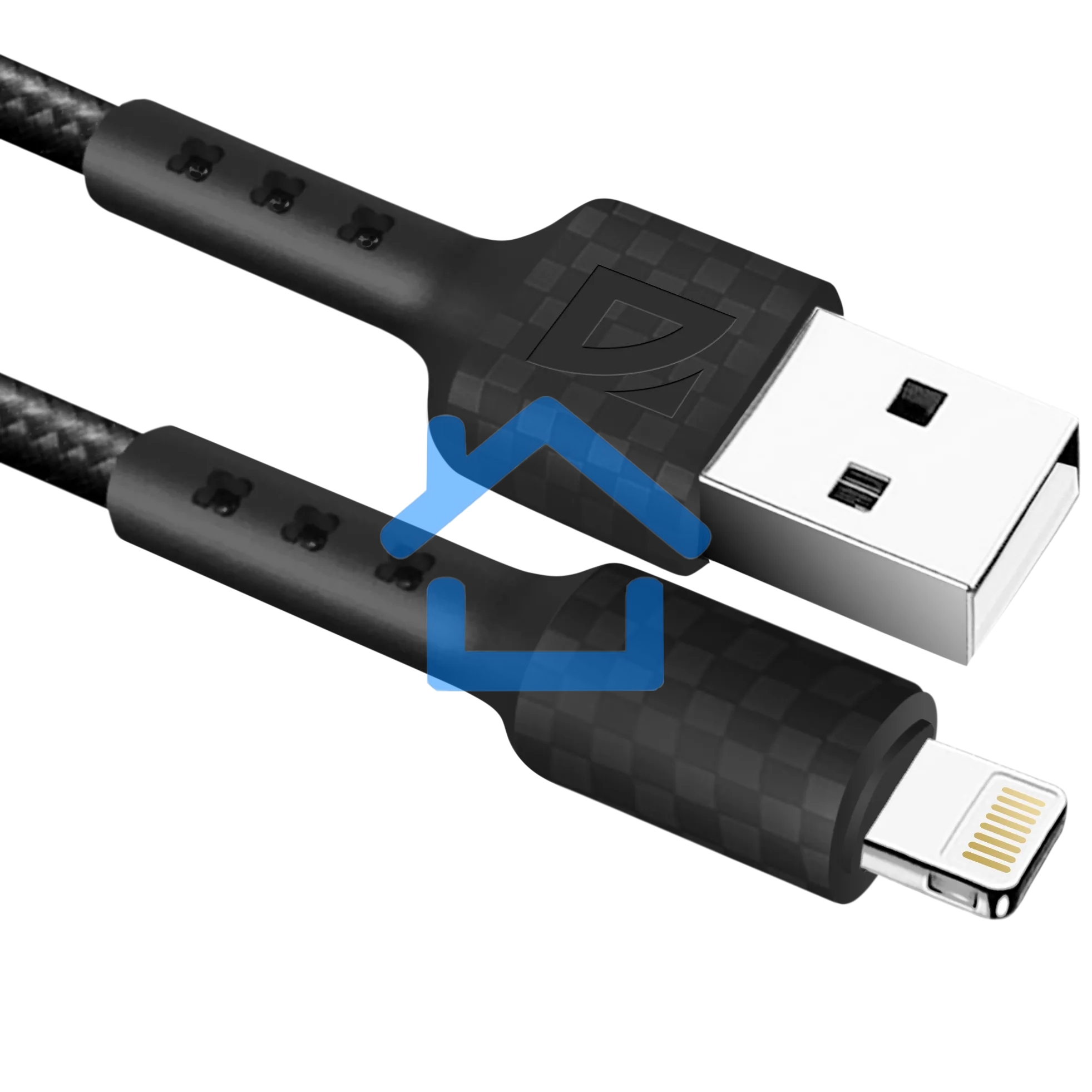 Кабель Defender F181, USB 2.0 (AM) - Apple Lightning (M), 1метр, 2.4А, нейлоновая оплетка, черный.