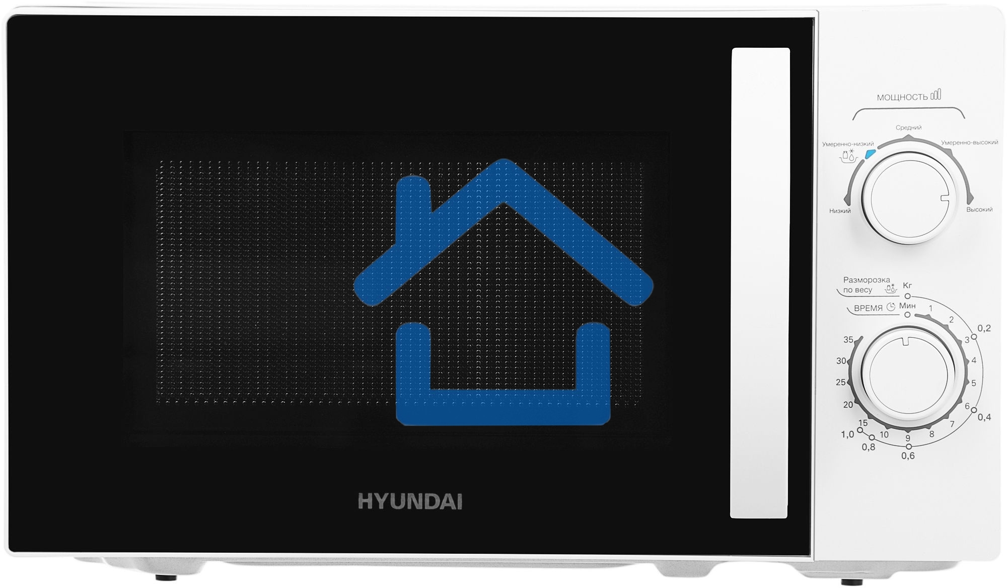 Микроволновая печь Hyundai HYM-M2067 белый, 20 л, 700 Вт, переключатели - поворотный механизм