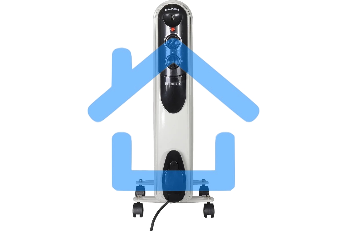 Обогреватель масляный EUROLUX ОМПТ-EU-9Н (9 секций) белый, 2000 Вт, 25 м2, термостат 67/3/19