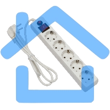 Сетевой фильтр Гарнизон ECL-5-W-1.4, 5р, 10А, 1.4м, ур.защиты 4, белый, пакет