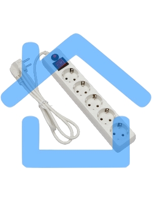 Сетевой фильтр Гарнизон ECL-5-W-1.4, 5р, 10А, 1.4м, ур.защиты 4, белый, пакет