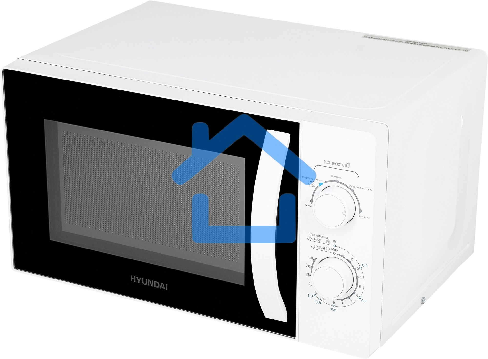 Микроволновая печь Hyundai HYM-M2067 белый, 20 л, 700 Вт, переключатели - поворотный механизм