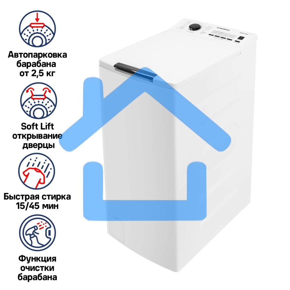 Стиральная машина Maunfeld MFWM127WH белый, загрузка вертикальная 6,5 кг, 1200 об/мин., класс: А+++