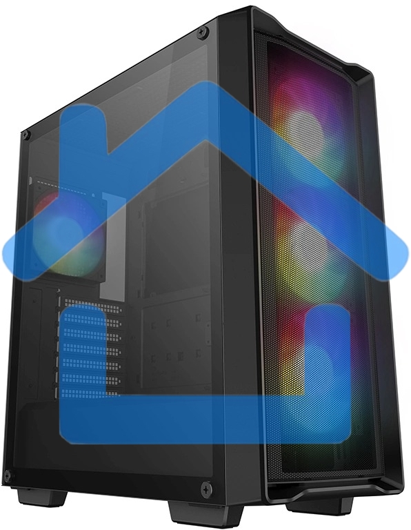 Компьютерный корпус Deepcool CC560 MESH V2 черный без БП ATX 8x120мм 5x140мм 1xUSB 2.0 audio bott PSU