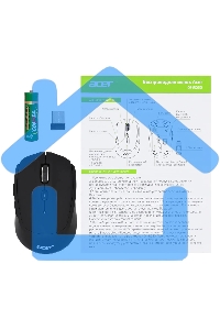 Мышь беспроводная Acer OMR050 черный, 1600 dpi, радиоканал, Bluetooth, USB, кнопки - 6