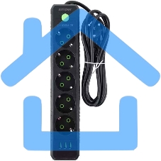 Сетевой удлинитель Amper JH-1033U-2B черный, 2 м, евро, 5 розеток, 2500 Вт, 3 USB