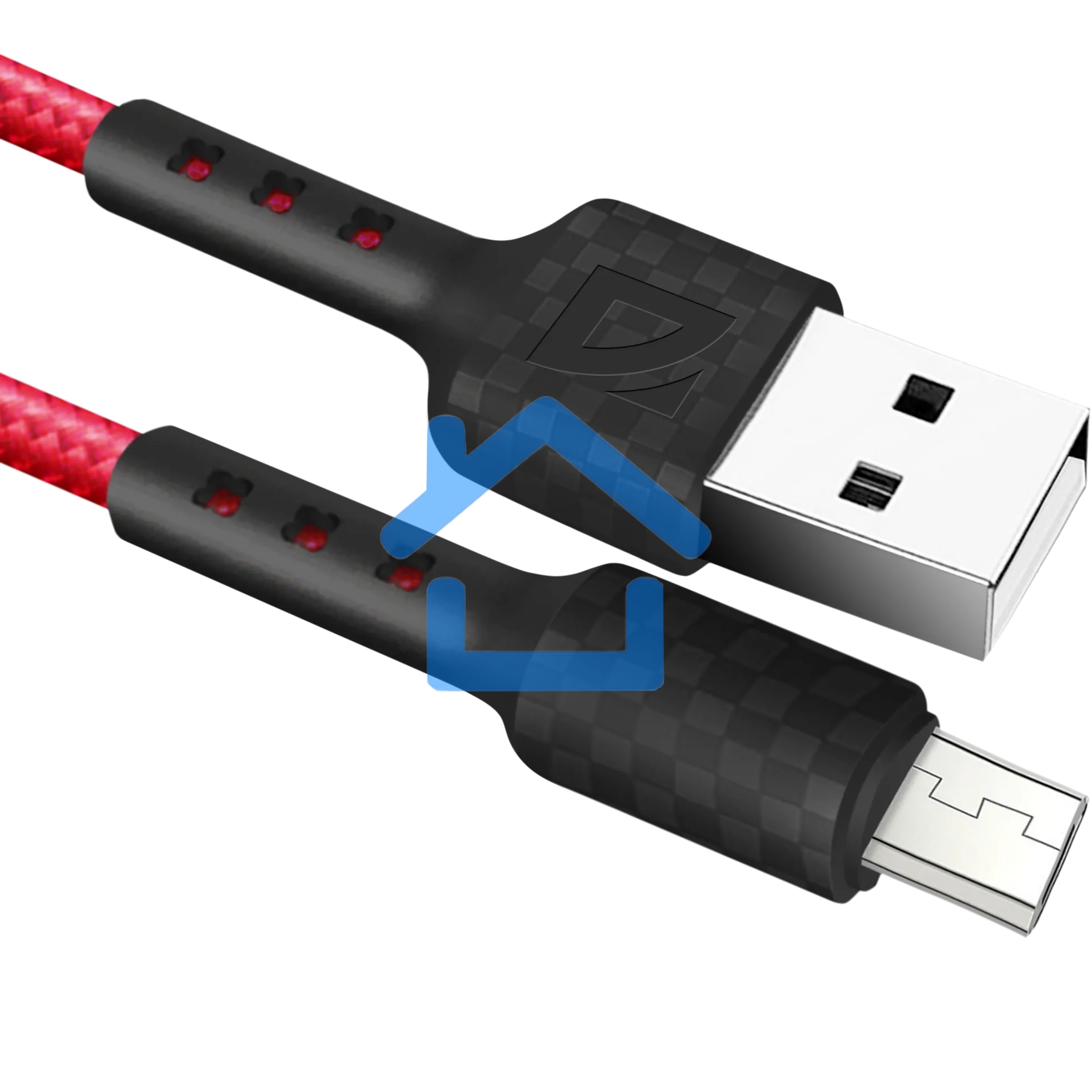 Кабель Defender F181, USB 2.0 (AM) - microUSB 2.0 (BM), 1метр, 2.4А, нейлоновая оплетка, красный.