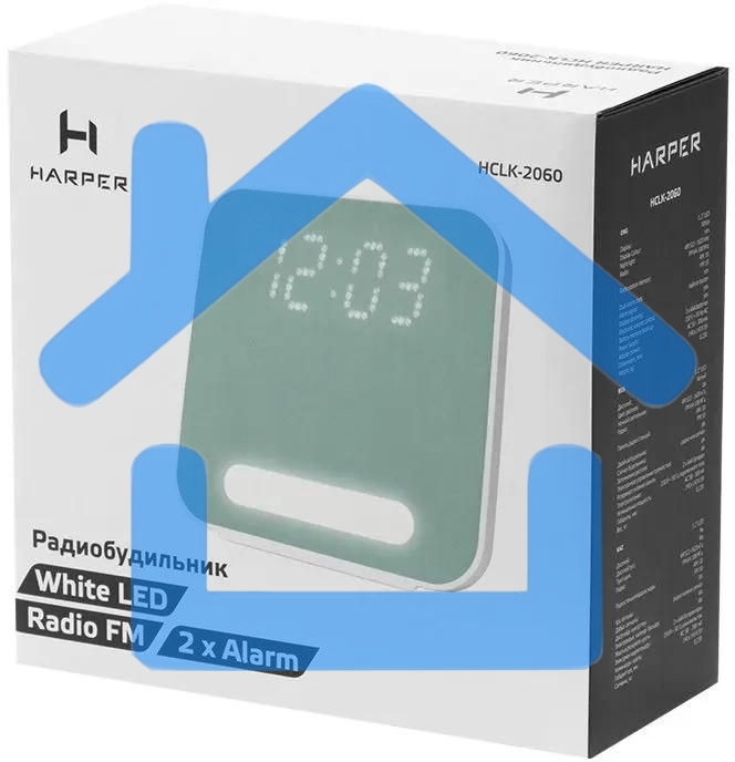 Радиобудильник Harper HCLK-2060 зеленый LED подсв:белая часы:цифровые AM/FM