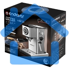 Кофеварка рожковая Endever Costa-1090 стальной, исп. кофе - молотый, 1,2 л, 1400 Вт, 15 бар