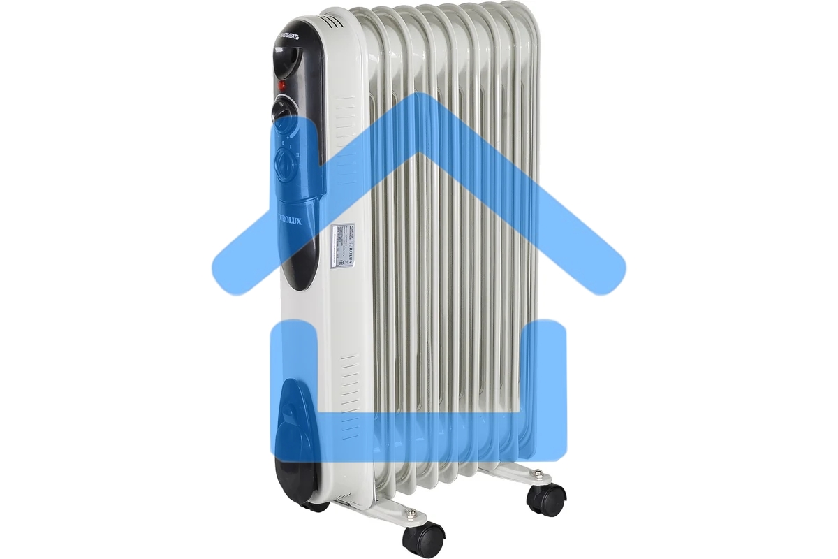 Обогреватель масляный EUROLUX ОМПТ-EU-9Н (9 секций) белый, 2000 Вт, 25 м2, термостат 67/3/19