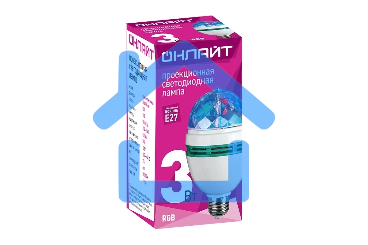Лампа светодиодная ОНЛАЙТ 61120 OLL-DISCO-3-230-RGB-E27