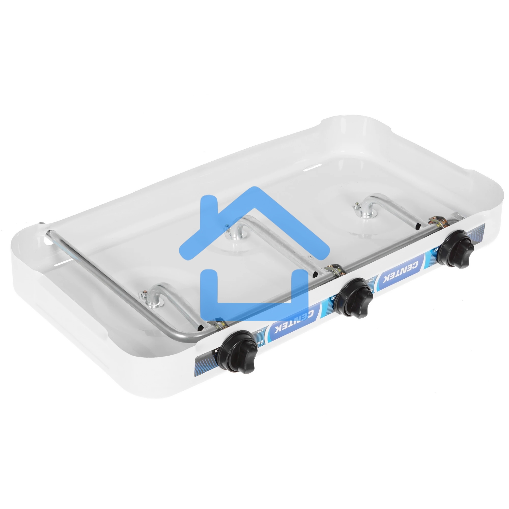 Газовая плитка Centek CT-1522 белый 3 конфорки, КРЫШКА, сменные форсунки баллон/магистраль