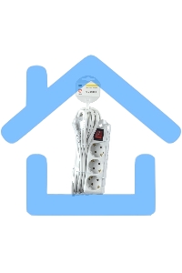 Сетевой удлинитель IEK У03К, выкл. 3 места, 2 Р + P Е / 5 метров, 3х1мм2, 16А/250, белый