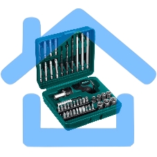 Набор KRAFTOOL Отвертка реверсивная с битами и торцевыми головками и сверлами, 43 предмета 25556-H43